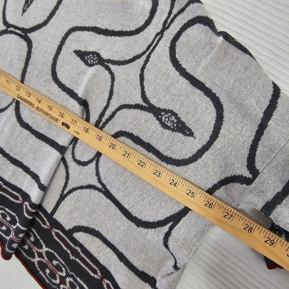 Peruvian Connection Grey Black Abstract Intarsia Knit Boxy Top‎ XS/S Peru - Picture 5 of 8